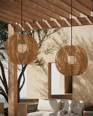 Barbary One Light Pendant in Natural/Black/Frosted White