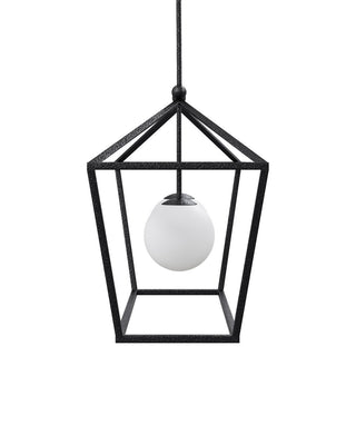 Denison Two Light Lantern in Black/Frosted White