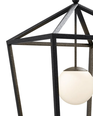 Denison One Light Lantern in Black/Frosted White