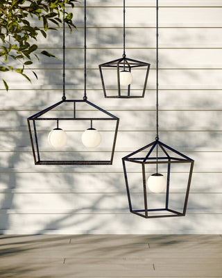 Denison One Light Lantern in Black/Frosted White