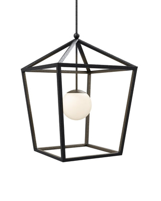 Currey and Company - 9500-0024 - One Light Lantern - Denison - Black/Frosted White