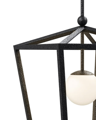 Denison One Light Lantern in Black/Frosted White