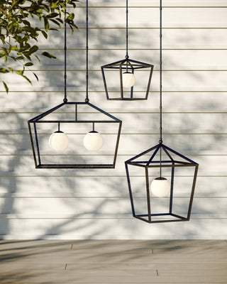 Denison One Light Lantern in Black/Frosted White