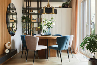 Sheffield LED Fan D'Lier in Matte Black with Warm Brass Accents