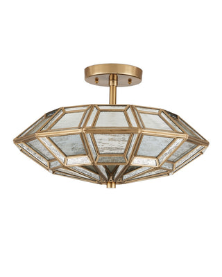 Valentina Three Light Semi-Flush Mount in Antique Brass/Antique Silver