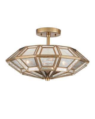 Currey and Company - 9000-1362 - Three Light Semi-Flush Mount - Valentina - Antique Brass/Antique Silver