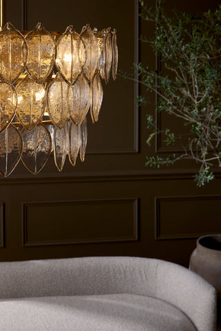 Amira LED Chandelier in Distressed Brass