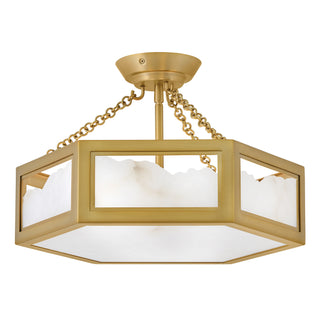 Veleta LED Semi Flush Mount in Lacquered Brass