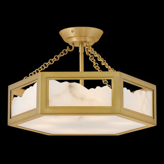 Veleta LED Semi Flush Mount in Lacquered Brass