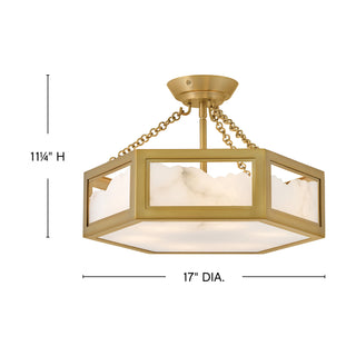 Veleta LED Semi Flush Mount in Lacquered Brass
