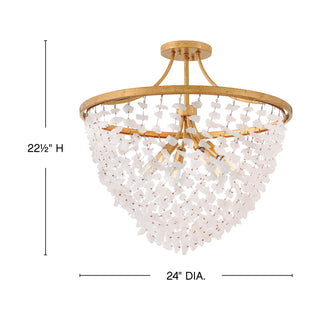 Myra LED Semi-Flush Mount in Distressed Brass