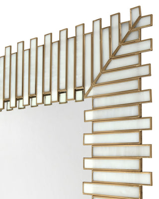 Daze Mirror in White/Antique Brass