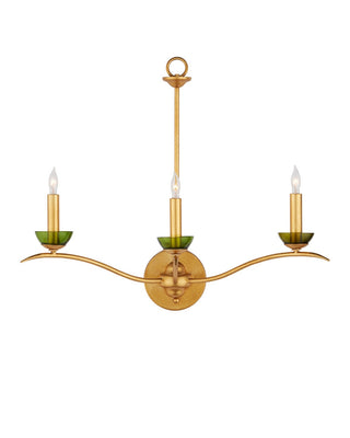 Currey and Company - 5000-0288 - Three Light Wall Sconce - Flannery - Contemporary Gold Leaf/Green