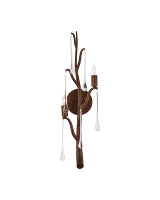 Currey and Company - 5000-0292 - Two Light Wall Sconce - Morning Grove - Rhine Gold/Clear