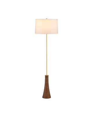 Currey and Company - 8000-0175 - One Light Floor Lamp - Lathe - Natural/Brushed Brass