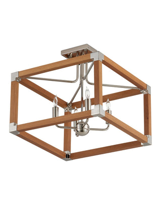 Boyd Four Light Semi-Flush Mount in Natural/Polished Nickel
