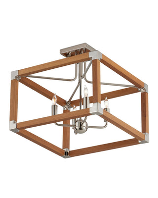Boyd Four Light Semi-Flush Mount in Natural/Polished Nickel