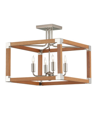 Currey and Company - 9000-1284 - Four Light Semi-Flush Mount - Boyd - Natural/Polished Nickel