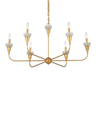 Aurelia Six Light Chandelier in Contemporary Gold Leaf/Contemporary Gold/Frosted