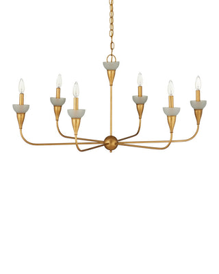 Aurelia Six Light Chandelier in Contemporary Gold Leaf/Contemporary Gold/Frosted