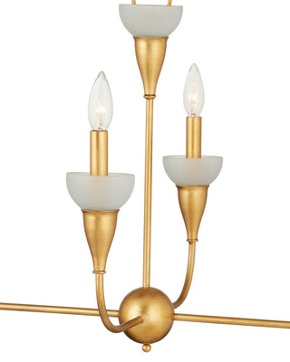 Aurelia Six Light Chandelier in Contemporary Gold Leaf/Contemporary Gold/Frosted