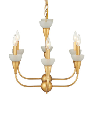 Aurelia Six Light Chandelier in Contemporary Gold Leaf/Contemporary Gold/Frosted