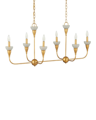 Aurelia Six Light Chandelier in Contemporary Gold Leaf/Contemporary Gold/Frosted