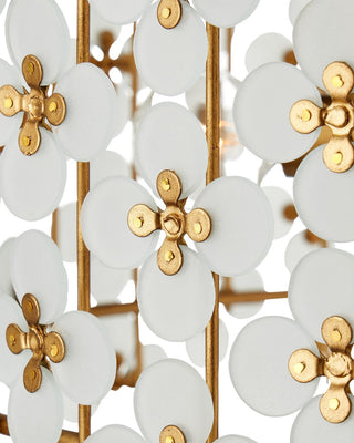 Spring Flower 12 Light Chandelier in Frosted/Brass