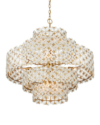 Spring Flower 12 Light Chandelier in Frosted/Brass