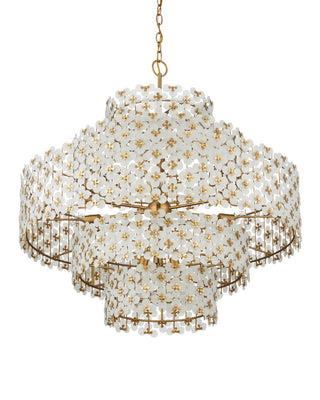 Spring Flower 12 Light Chandelier in Frosted/Brass