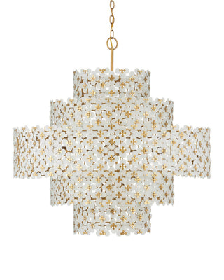 Spring Flower 12 Light Chandelier in Frosted/Brass