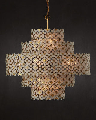 Spring Flower 12 Light Chandelier in Frosted/Brass
