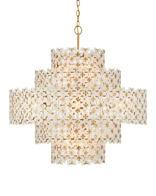 Currey and Company - 9000-1331 - 12 Light Chandelier - Spring Flower - Frosted/Brass