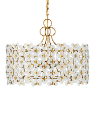 Spring Flower Four Light Pendant in Frosted/Brass