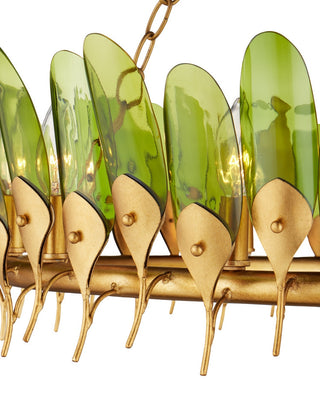 Selavy 11 Light Chandelier in Green/Contemporary Gold Leaf/Contemporary Gold