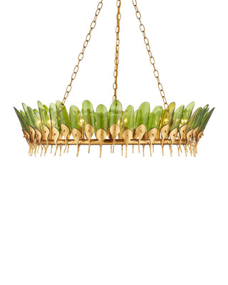 Selavy 11 Light Chandelier in Green/Contemporary Gold Leaf/Contemporary Gold