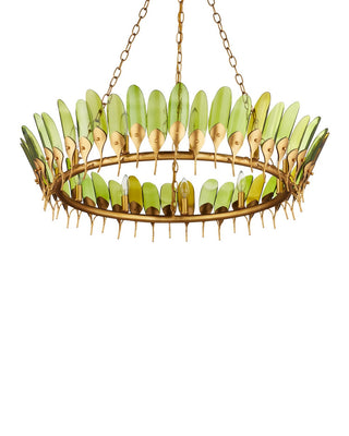 Selavy 11 Light Chandelier in Green/Contemporary Gold Leaf/Contemporary Gold