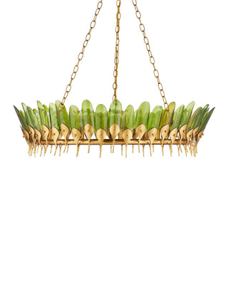 Selavy 11 Light Chandelier in Green/Contemporary Gold Leaf/Contemporary Gold