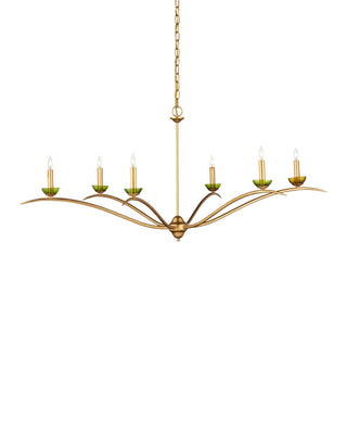 Currey and Company - 9000-1338 - Six Light Chandelier - Flannery - Contemporary Gold Leaf/Contemporary Gold/Green