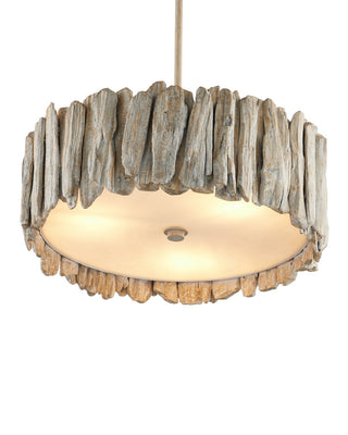 Driftwood Three Light Semi-Flush Mount in Whitewash/White