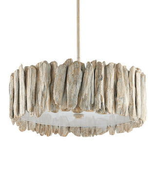 Driftwood Three Light Semi-Flush Mount in Whitewash/White