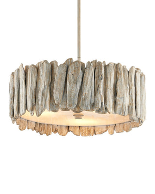 Currey and Company - 9000-1342 - Three Light Semi-Flush Mount - Driftwood - Whitewash/White