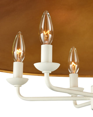 Brussels Six Light Chandelier in Snow White/Contemporary Gold Leaf