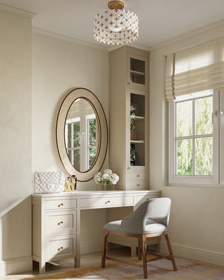 Spring Flower One Light Semi-Flush Mount in Frosted/Glossy White/Brass