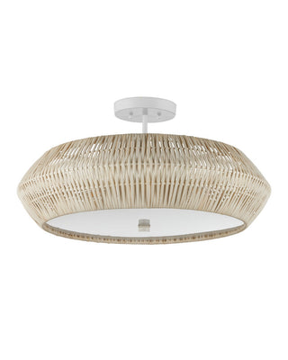 Antibes Three Light Semi-Flush Mount in Bleached Natural/Snow White/White