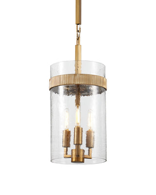 Sudeley Three Light Pendant in Clear/Satin Brass