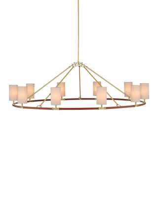 Currey and Company - 9000-1350 - Ten Light Chandelier - Ellerston - Saddle Brown/Brushed Brass