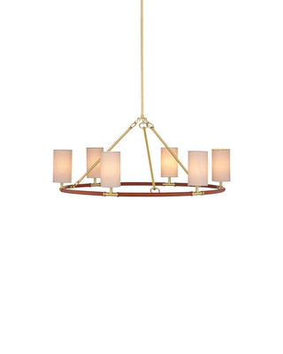 Currey and Company - 9000-1351 - Six Light Chandelier - Ellerston - Saddle Brown/Brushed Brass