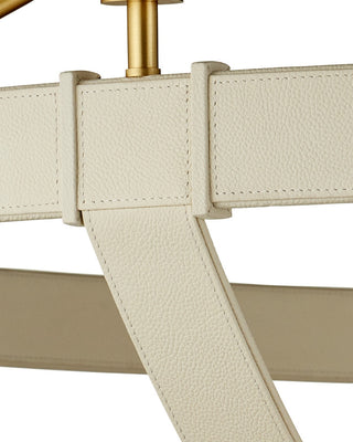 Barrington Eight Light Chandelier in Cream/Brushed Brass