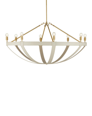 Barrington Eight Light Chandelier in Cream/Brushed Brass